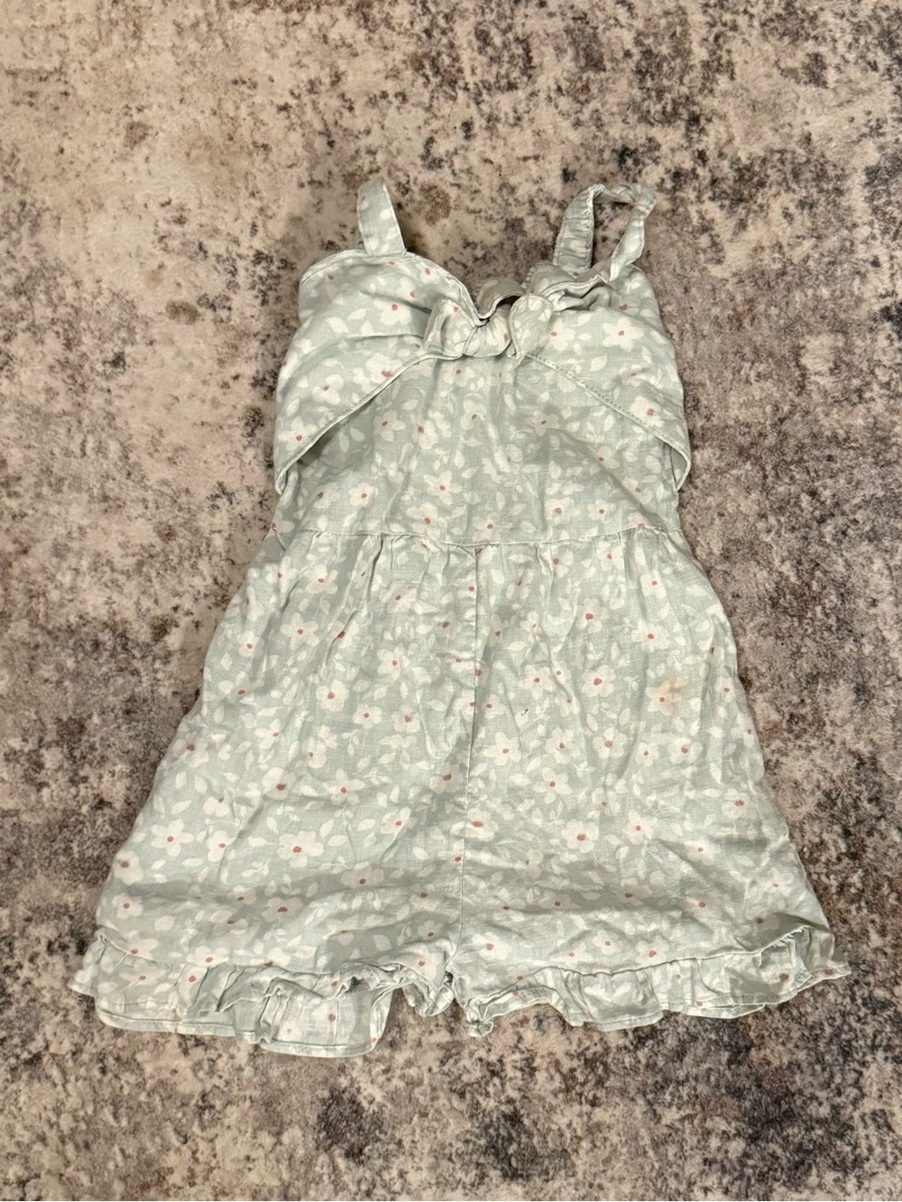 Mint Floral Tie-Front Girls Romper